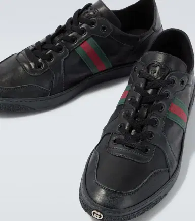 Gucci Stretch Web Stripe leather sneakers | Thumbnail 2 Gucci Stretch Web Stripe leather sneakers | Thumbnail 2