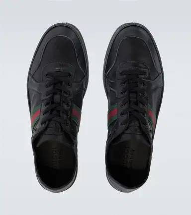 Gucci Stretch Web Stripe leather sneakers | Thumbnail 4 Gucci Stretch Web Stripe leather sneakers | Thumbnail 4
