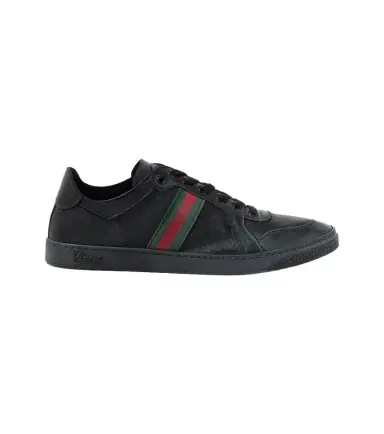 Gucci Stretch Web Stripe leather sneakers | Thumbnail 1 Gucci Stretch Web Stripe leather sneakers | Thumbnail 1