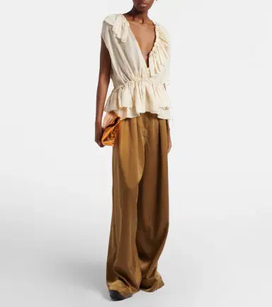 Dries Van Noten Ruffled peplum ramie top | Thumbnail 4