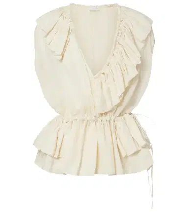 Dries Van Noten Ruffled peplum ramie top | Thumbnail 1