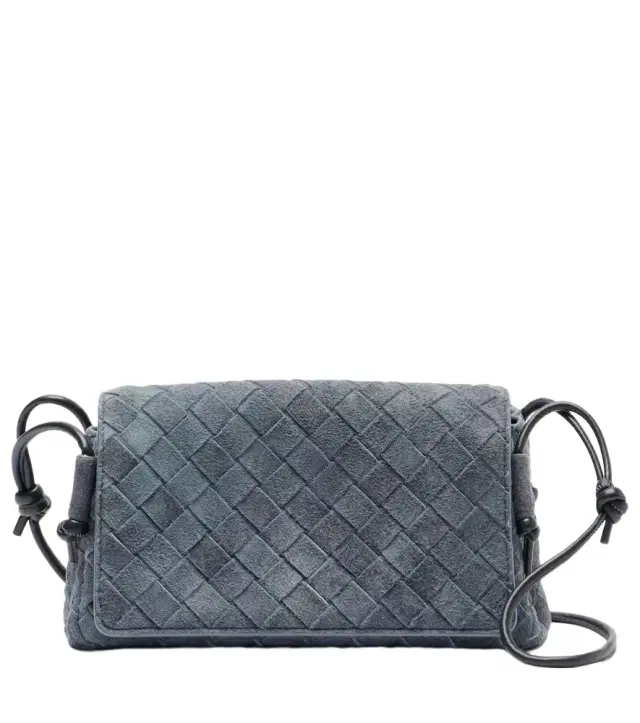 Notturno Intrecciato suede crossbody bag