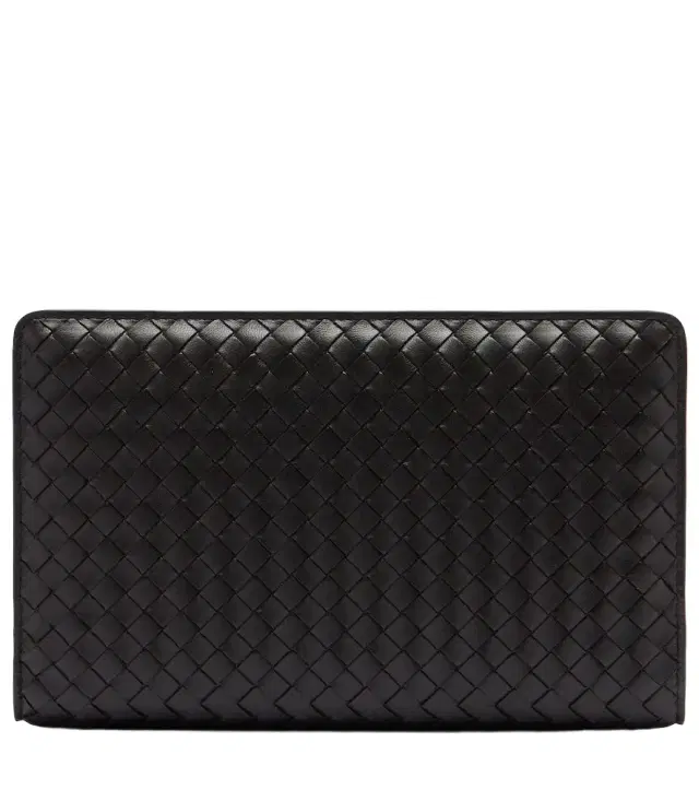 Agenda Intrecciato leather clutch