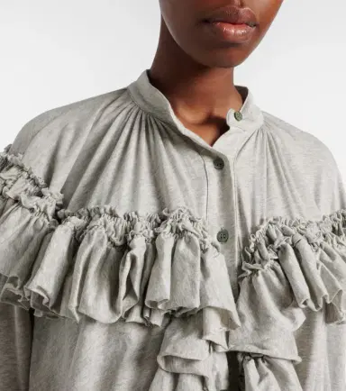 Dries Van Noten Ruffled cotton jersey blouse | Thumbnail 6
