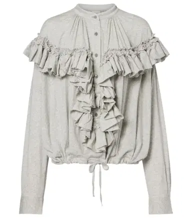 Dries Van Noten Ruffled cotton jersey blouse | Thumbnail 1