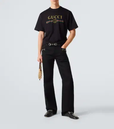 Gucci Logo cotton and silk jersey T-shirt | Thumbnail 6