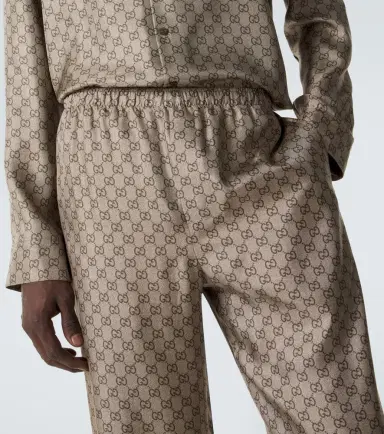 Gucci GG silk twill straight pants | Thumbnail 5 Gucci GG silk twill straight pants | Thumbnail 5