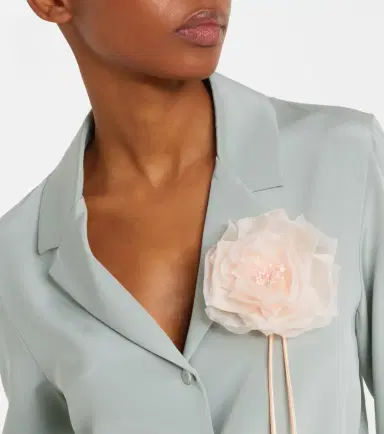 Max Mara Ario floral-appliqué silk chiffon brooch | Thumbnail 4 Max Mara Ario floral-appliqué silk chiffon brooch | Thumbnail 4