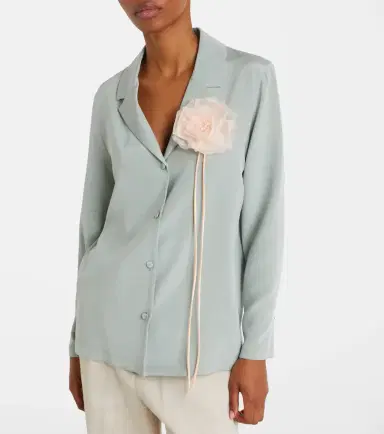 Max Mara Ario floral-appliqué silk chiffon brooch | Thumbnail 5 Max Mara Ario floral-appliqué silk chiffon brooch | Thumbnail 5