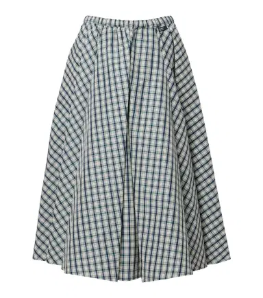 Prada Checked cotton-blend chambray midi skirt | Thumbnail 1