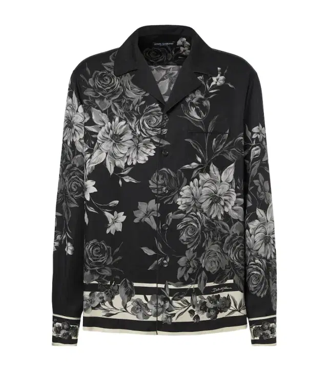 Floral polka-dot silk shirt