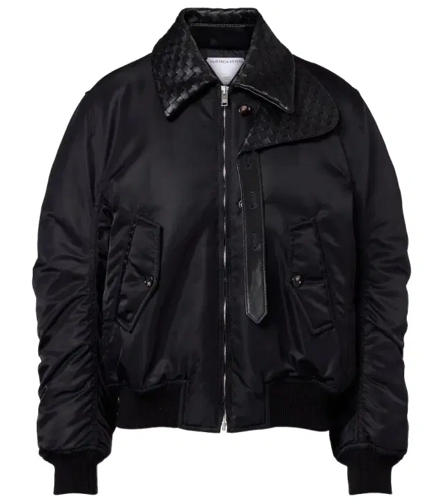 Intrecciato leather-trimmed blouson jacket
