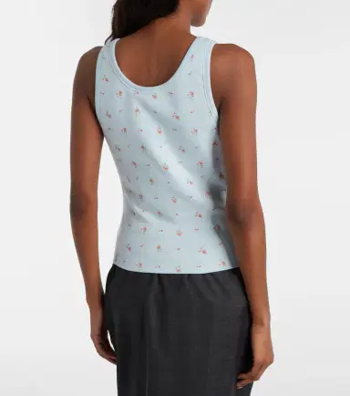 Prada Floral cotton-blend tank top | Thumbnail 3 Prada Floral cotton-blend tank top | Thumbnail 3
