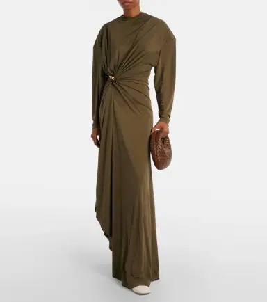 Bottega Veneta Gathered crêpe jersey maxi dress | Thumbnail 3
