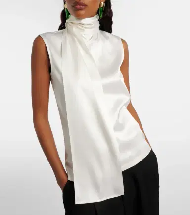 Bottega Veneta Scarf-detail silk-blend satin top | Thumbnail 2 Bottega Veneta Scarf-detail silk-blend satin top | Thumbnail 2