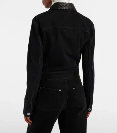 Bottega Veneta Intrecciato leather-trimmed denim jacket | Thumbnail 6 Bottega Veneta Intrecciato leather-trimmed denim jacket | Thumbnail 6