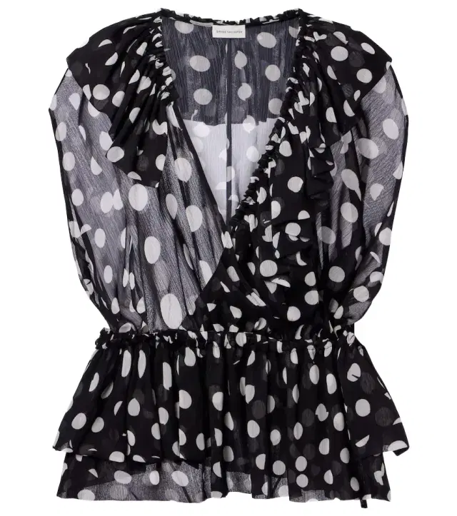 Dries Van Noten Polka-dot ruffled top