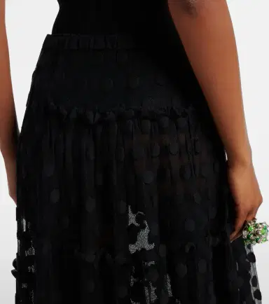 Dries Van Noten Polka-dot asymmetric cotton-blend maxi skirt | Thumbnail 4