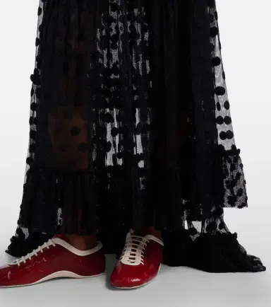 Dries Van Noten Polka-dot asymmetric cotton-blend maxi skirt | Thumbnail 5
