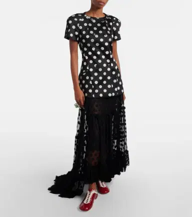Dries Van Noten Polka-dot asymmetric cotton-blend maxi skirt | Thumbnail 6