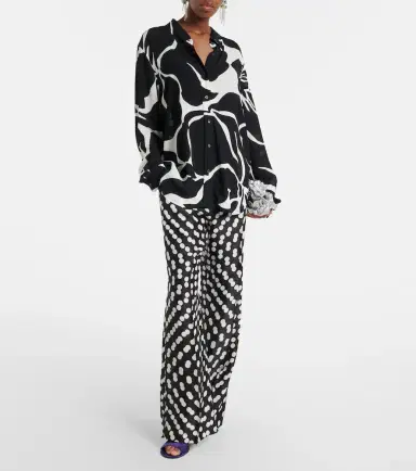 Dries Van Noten Polka-dot silk wide-leg pants | Thumbnail 5