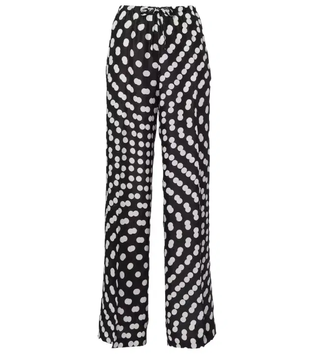 Dries Van Noten Polka-dot silk wide-leg pants