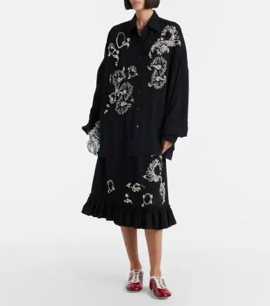 Dries Van Noten Embellished ruffled midi skirt | Thumbnail 4
