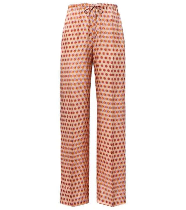 Dries Van Noten Polka-dot silk wide-leg pants