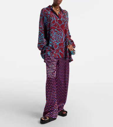 Dries Van Noten Polka-dot silk wide-leg pants | Thumbnail 4
