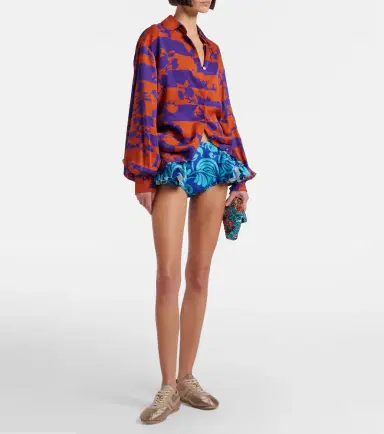 Dries Van Noten Ruffled printed shorts | Thumbnail 4