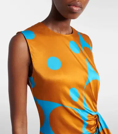 Dries Van Noten Draped printed satin midi dress | Thumbnail 2