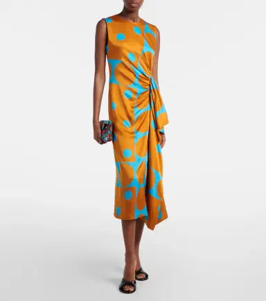 Dries Van Noten Draped printed satin midi dress | Thumbnail 3