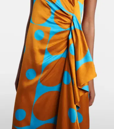 Dries Van Noten Draped printed satin midi dress | Thumbnail 4