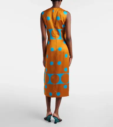 Dries Van Noten Draped printed satin midi dress | Thumbnail 5