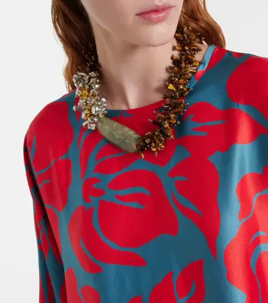 Dries Van Noten Floral satin midi dress | Thumbnail 4