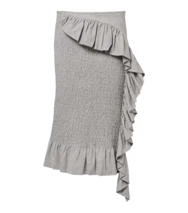 Dries Van Noten Ruffled smocked cotton midi skirt | Thumbnail 1