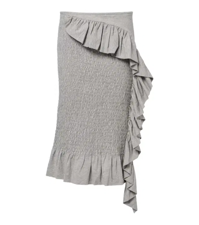 Dries Van Noten Ruffled smocked cotton midi skirt