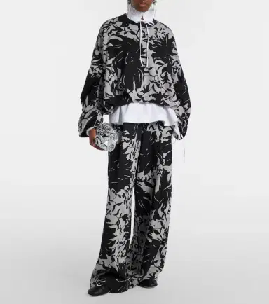 Dries Van Noten Floral pleated cotton jersey sweatpants | Thumbnail 2 Dries Van Noten Floral pleated cotton jersey sweatpants | Thumbnail 2