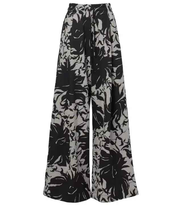 Dries Van Noten Floral pleated cotton jersey sweatpants
