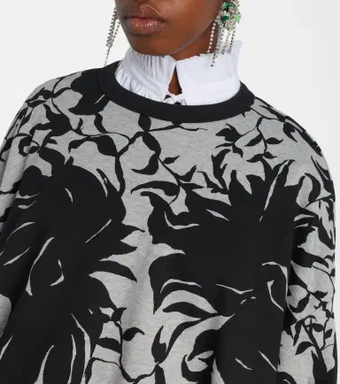 Dries Van Noten Draped floral cotton jersey sweatshirt | Thumbnail 2