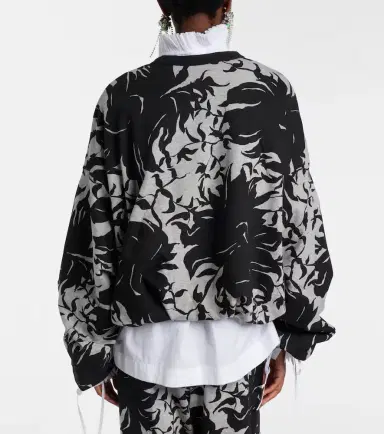 Dries Van Noten Draped floral cotton jersey sweatshirt | Thumbnail 3