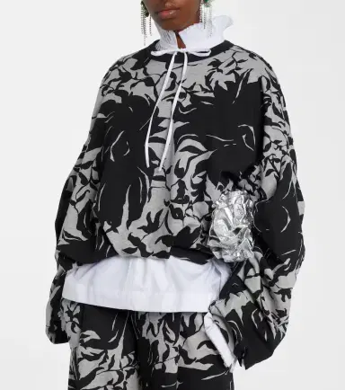 Dries Van Noten Draped floral cotton jersey sweatshirt | Thumbnail 5