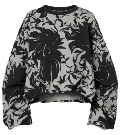 Dries Van Noten Draped floral cotton jersey sweatshirt | Thumbnail 1