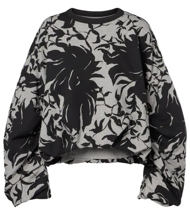 Dries Van Noten Draped floral cotton jersey sweatshirt