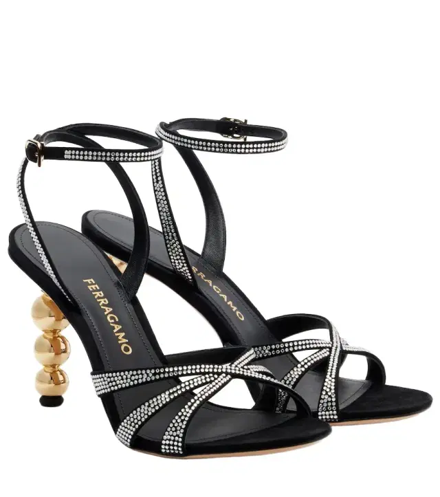 Ferragamo 90 crystal-embellished suede sandals