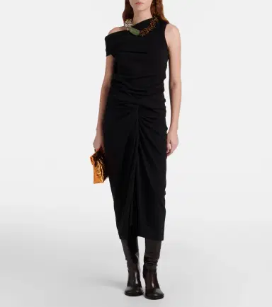 Dries Van Noten Gathered cotton midi skirt | Thumbnail 3