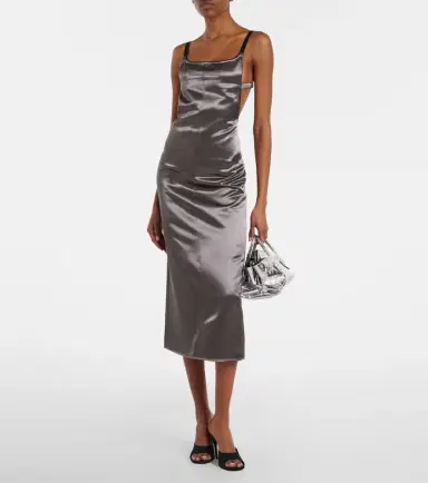 The Attico Open-back satin midi dress | Thumbnail 3