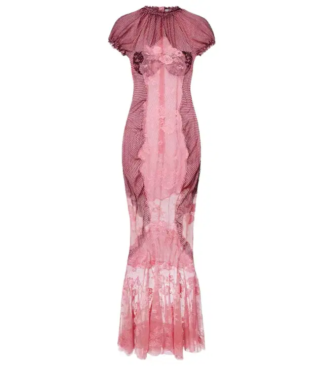 Sheer lace and mesh maxi dress