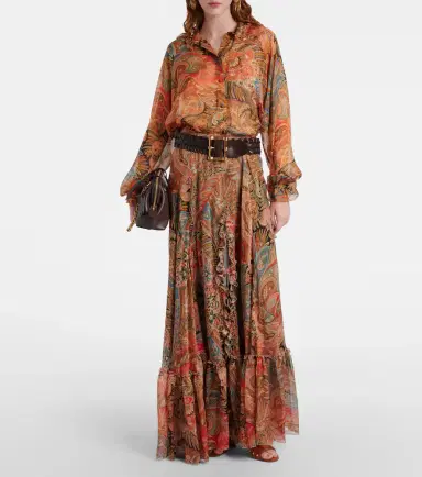 Etro Printed silk maxi skirt | Thumbnail 2