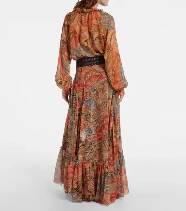 Etro Printed silk maxi skirt | Thumbnail 4